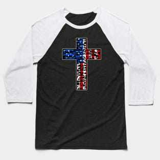 Cross made of guns, american flag Baseball T-Shirt